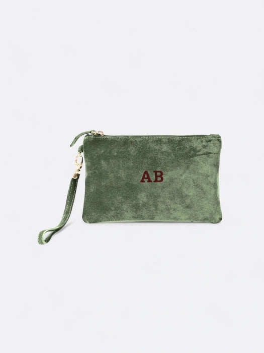 Suede Clutch - Olive Green