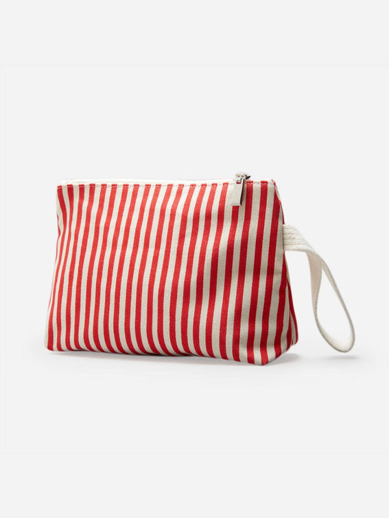 Italian Cotton Striped Red Clutch Bag Greta - 05