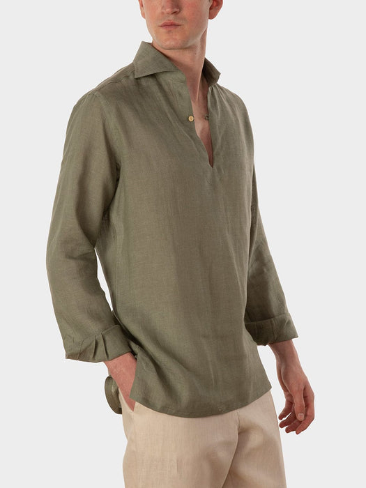 Made in Italy Green Capri Shirt Linen for men - 02