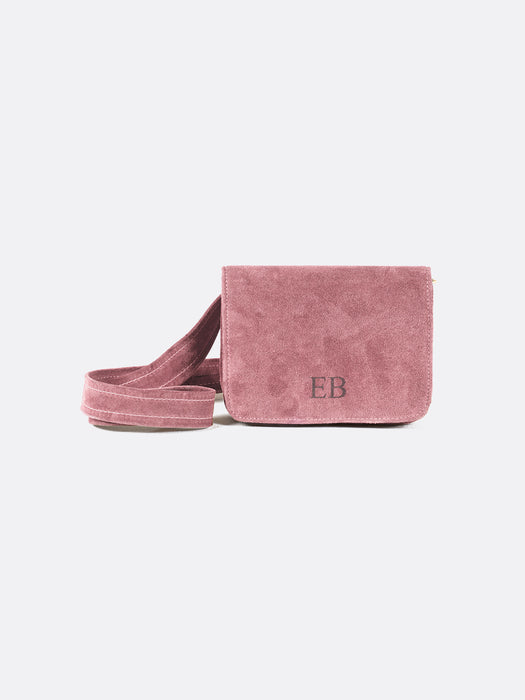 Italian Suede Leather Pouch for women - Dusky Pink - 17