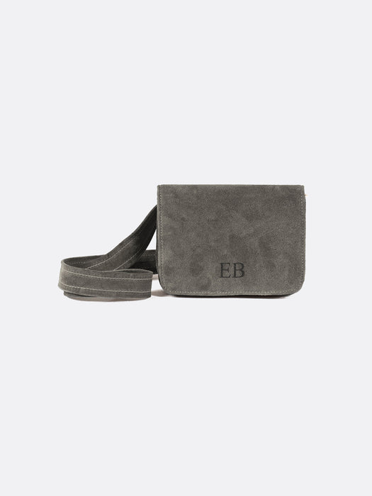 Italian Suede Leather Pouch for women - Grey - 06