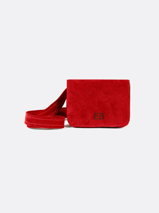 Italian Suede Leather Pouch for women - Red - 07