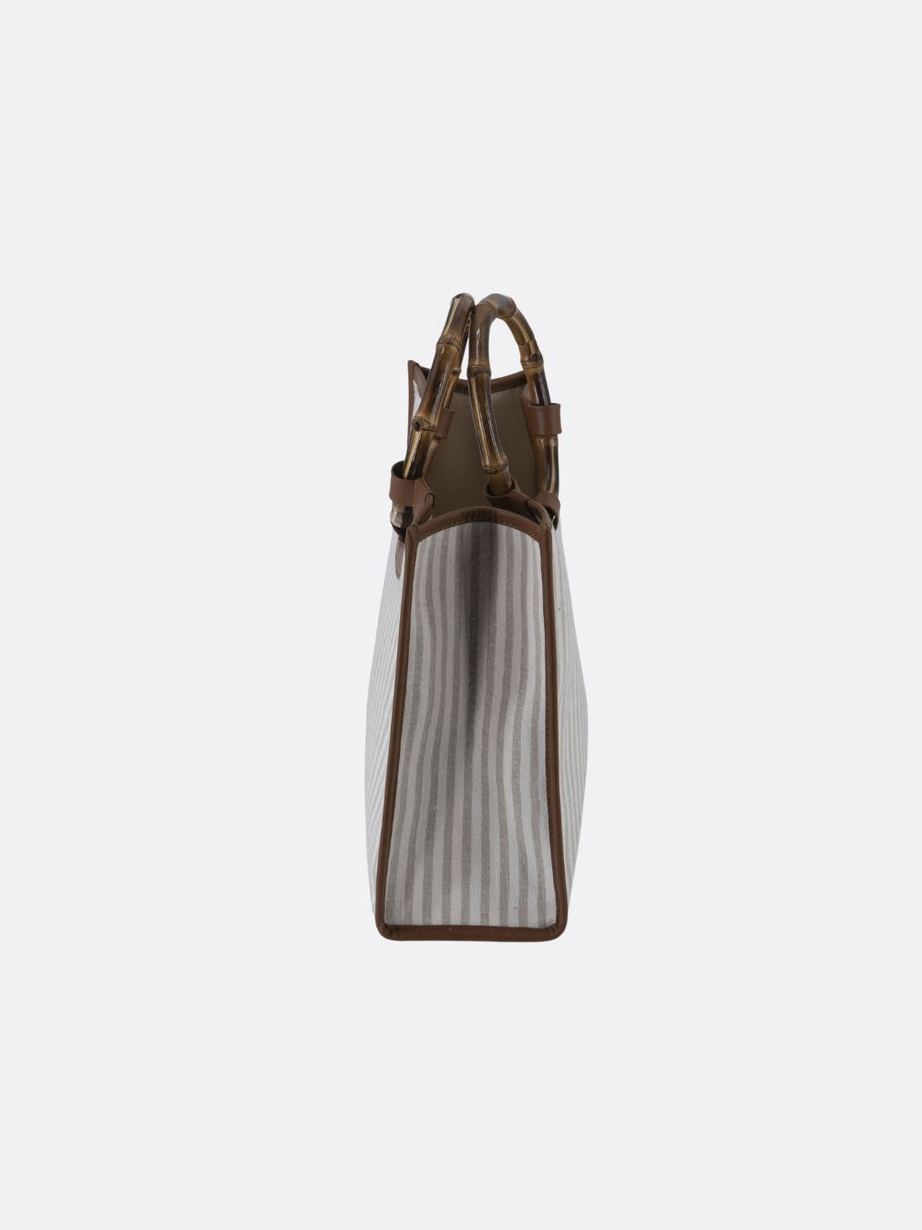 Made in Italy Custom Bamboo Linen Striped Bag Medium - Linen - 12