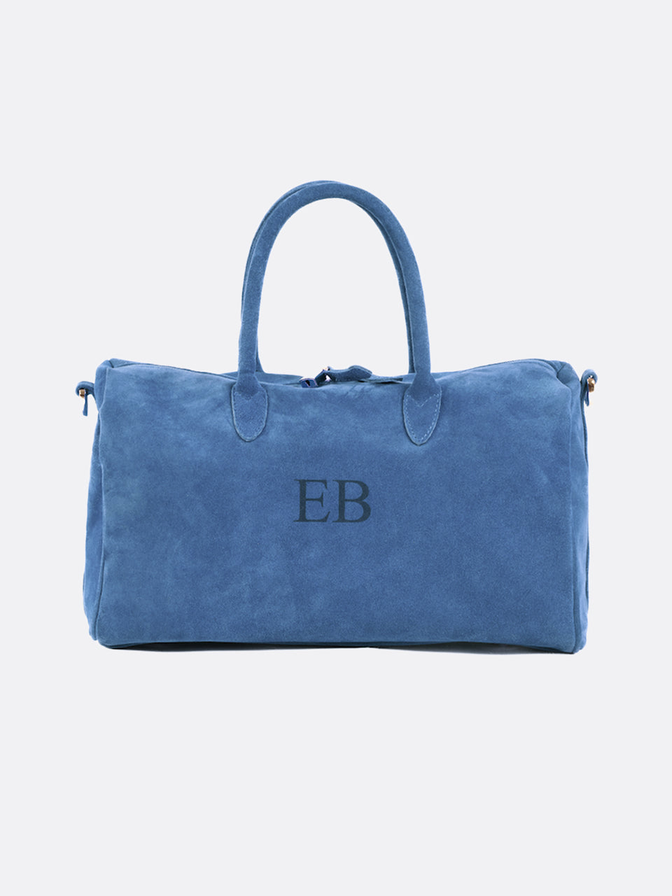 Italian Large Suede Leather Handbag - Electric Blue - 11