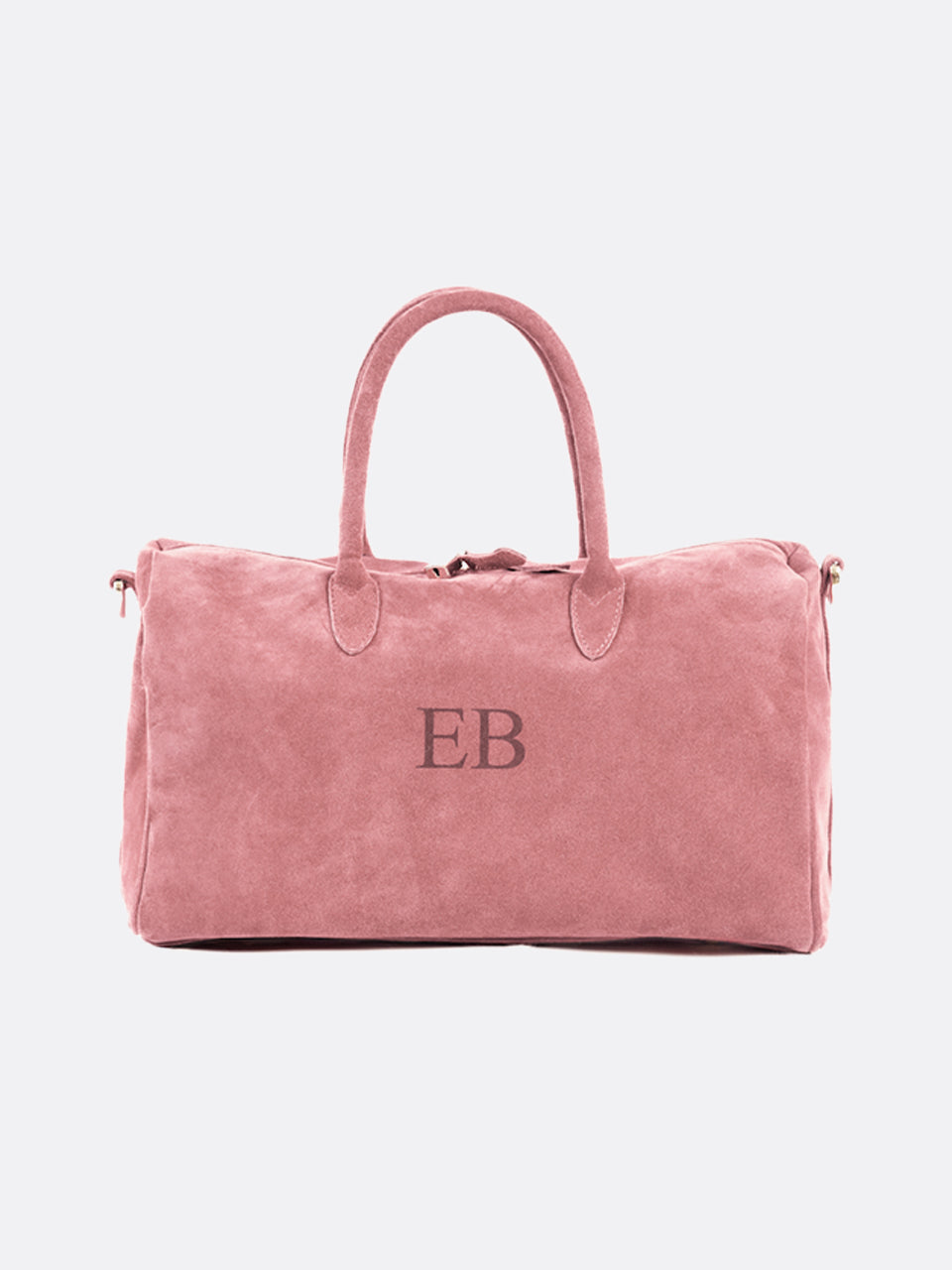 Italian Large Suede Leather Handbag - Dusky Pink - 18