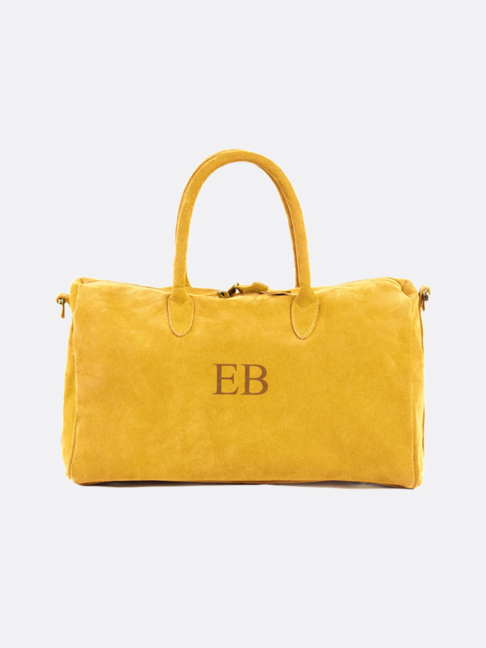 Italian Large Suede Leather Handbag - Yellow - 01