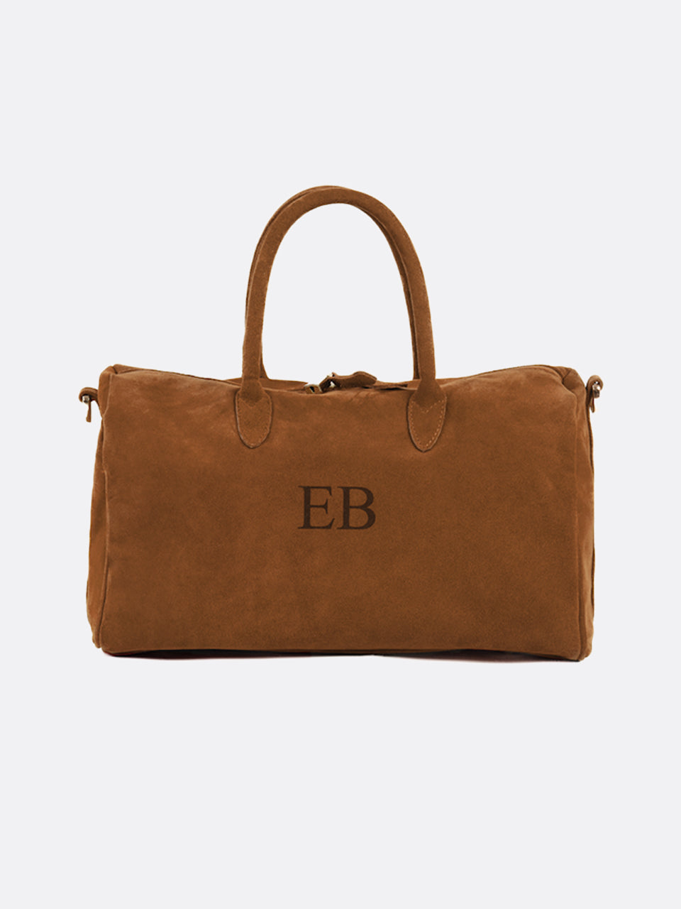 Italian Large Suede Leather Handbag - Brown - 13
