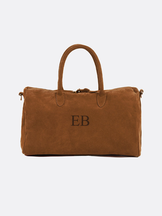 Italian Large Suede Leather Handbag - Brown - 13