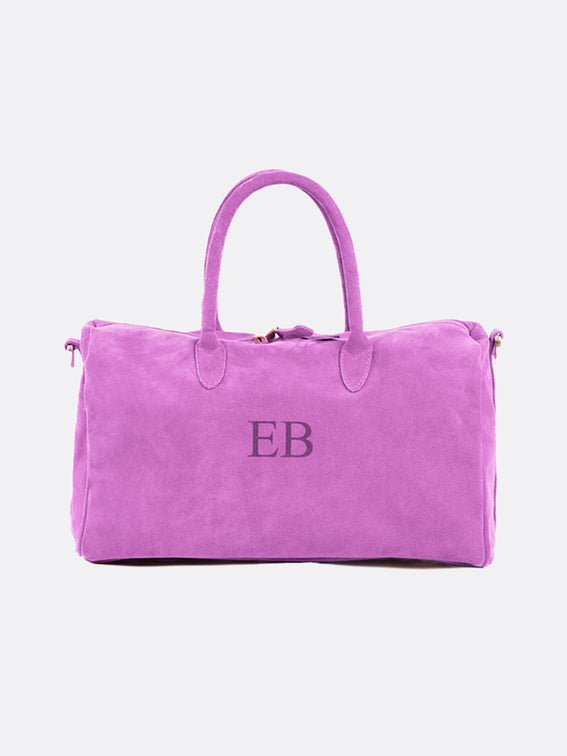 Italian Large Suede Leather Handbag - pink - 14