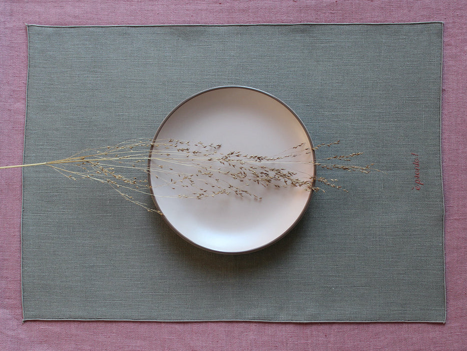 Italian Made Custom Ash Grey Linen Table Placemat - 05