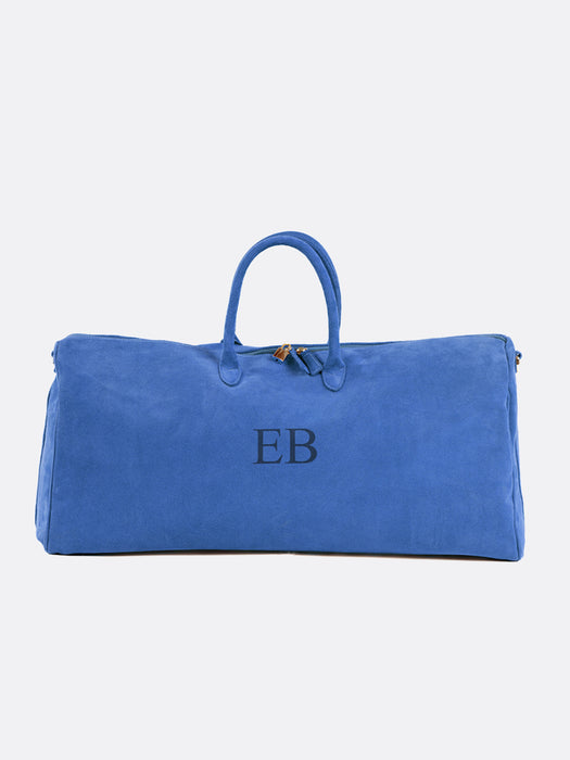 Unisex Italian Suede Leather Globetrotter Travel Bag - Electric Blue - 06