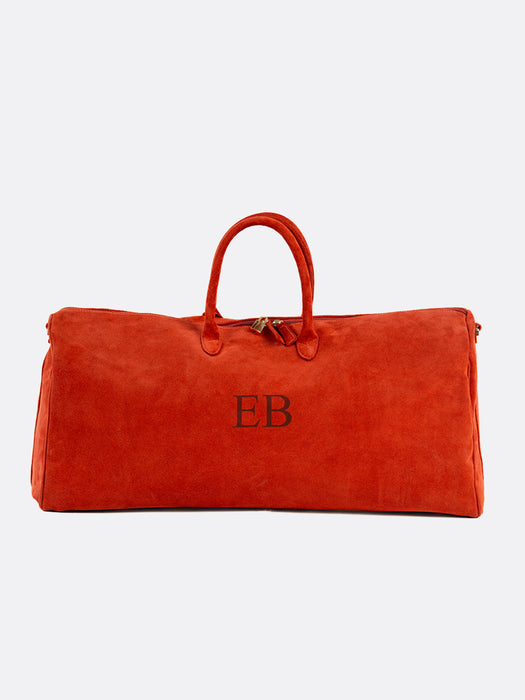Unisex Italian Suede Leather Globetrotter Travel Bag - Red - 09