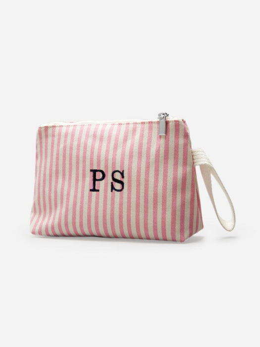 Italian Cotton Striped Pink Clutch Bag Greta - 01