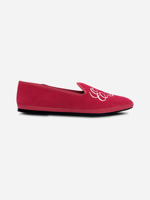 Italian Custom Ruby Red Velvet Flats - 01