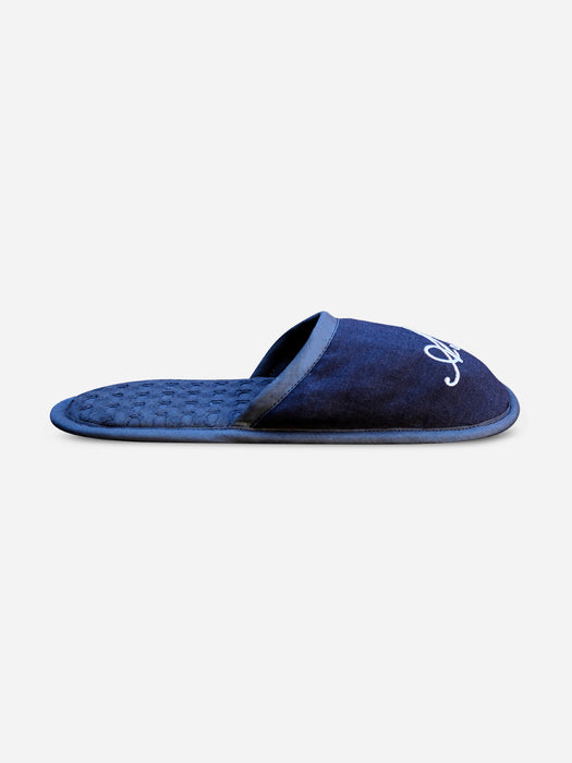 Customizable Italian Blue Cotton Slippers For Men & Women - 01