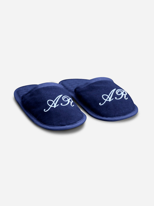 Customizable Italian Blue Cotton Slippers For Men & Women - 02