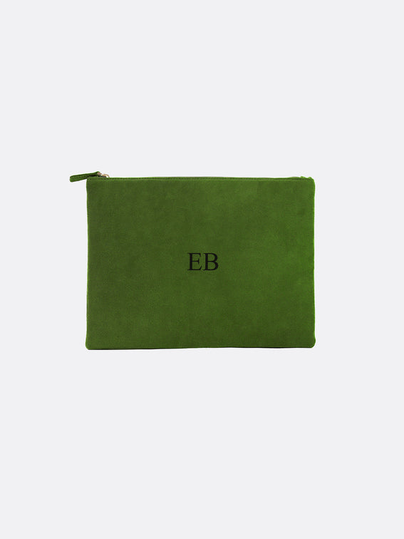 Italian Suede Leather Laptop Case - Green - 20