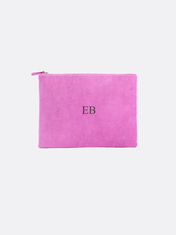 Italian Suede Leather Laptop Case - Pink - 13
