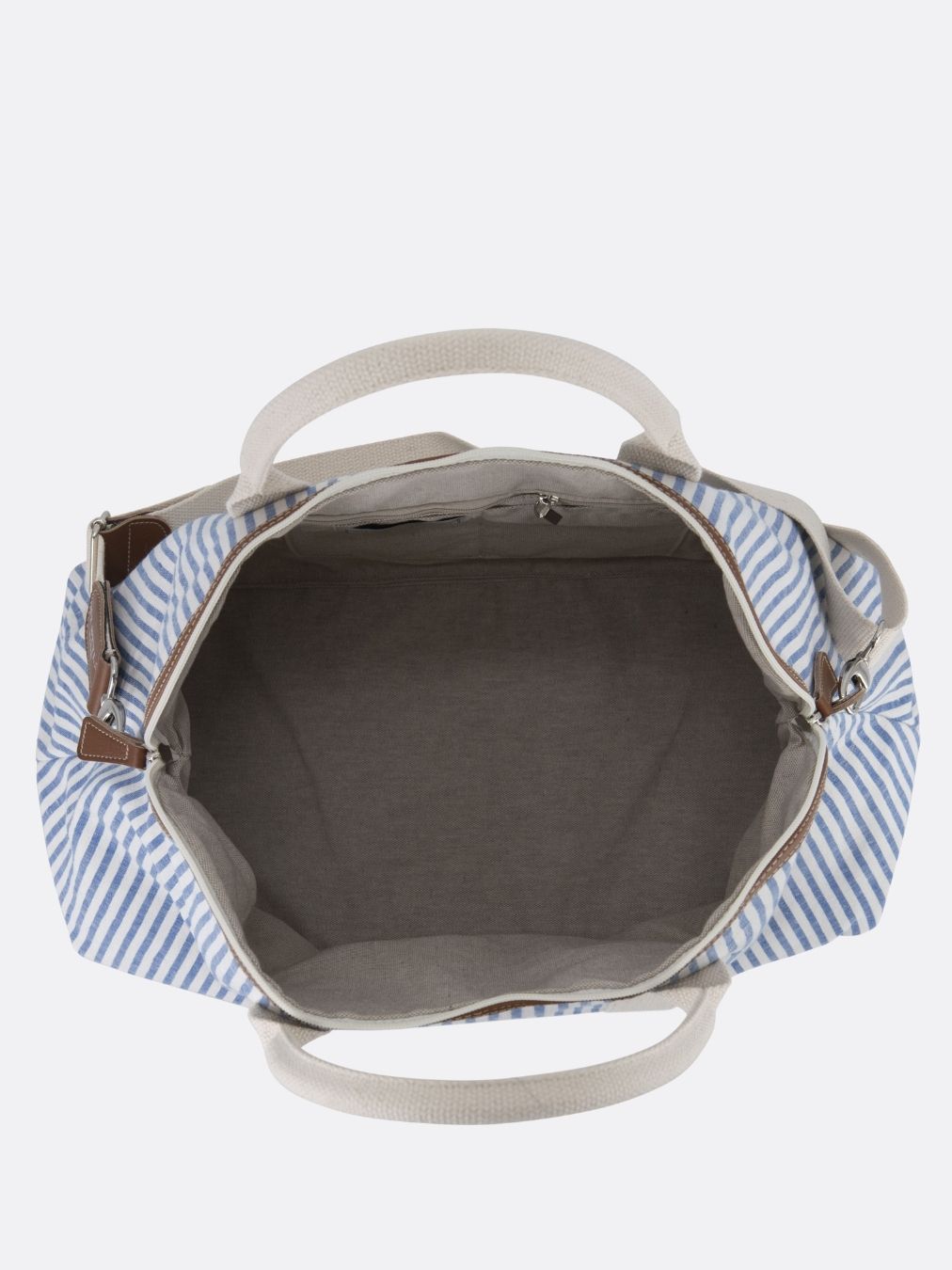 Italian Custom Striped Cotton Travel Bag - Blue - 04