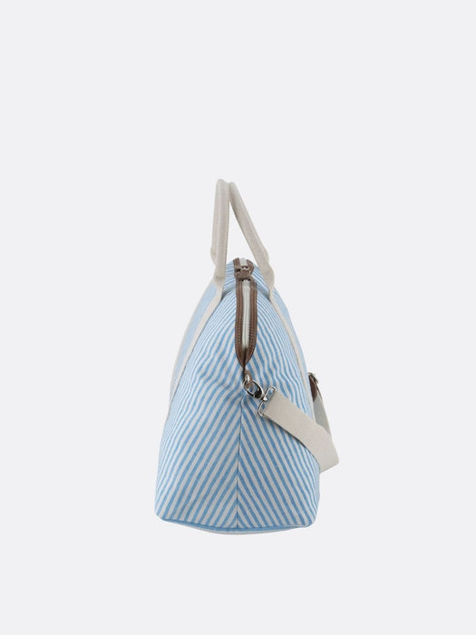 Italian Custom Striped Cotton Travel Bag - Light Blue - 07