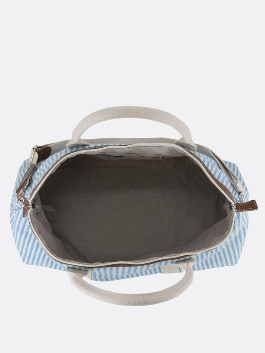 Italian Custom Striped Cotton Travel Bag - Light Blue - 08