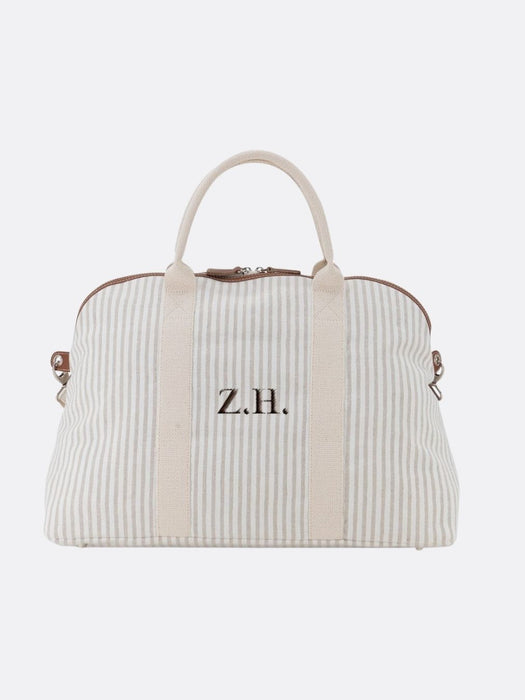 Italian Custom Striped Cotton Travel Bag - Beige - 13