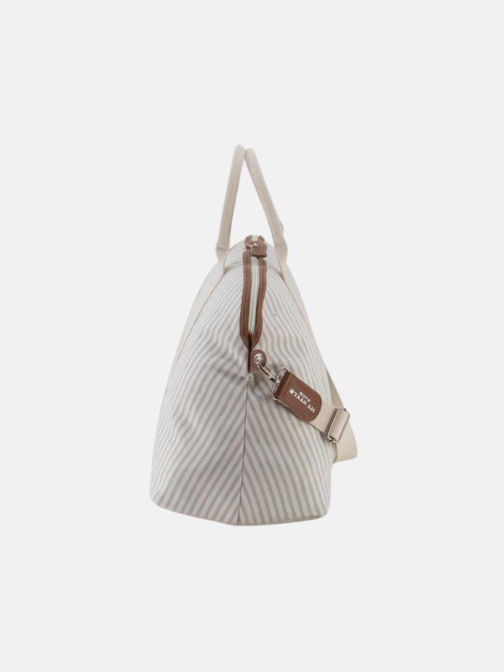 Italian Custom Striped Cotton Travel Bag - Beige - 15