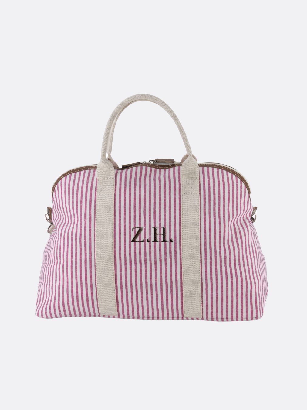 Italian Custom Striped Cotton Travel Bag - Pink - 09