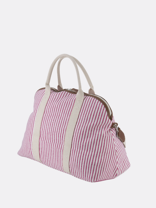 Italian Custom Striped Cotton Travel Bag - Pink - 10