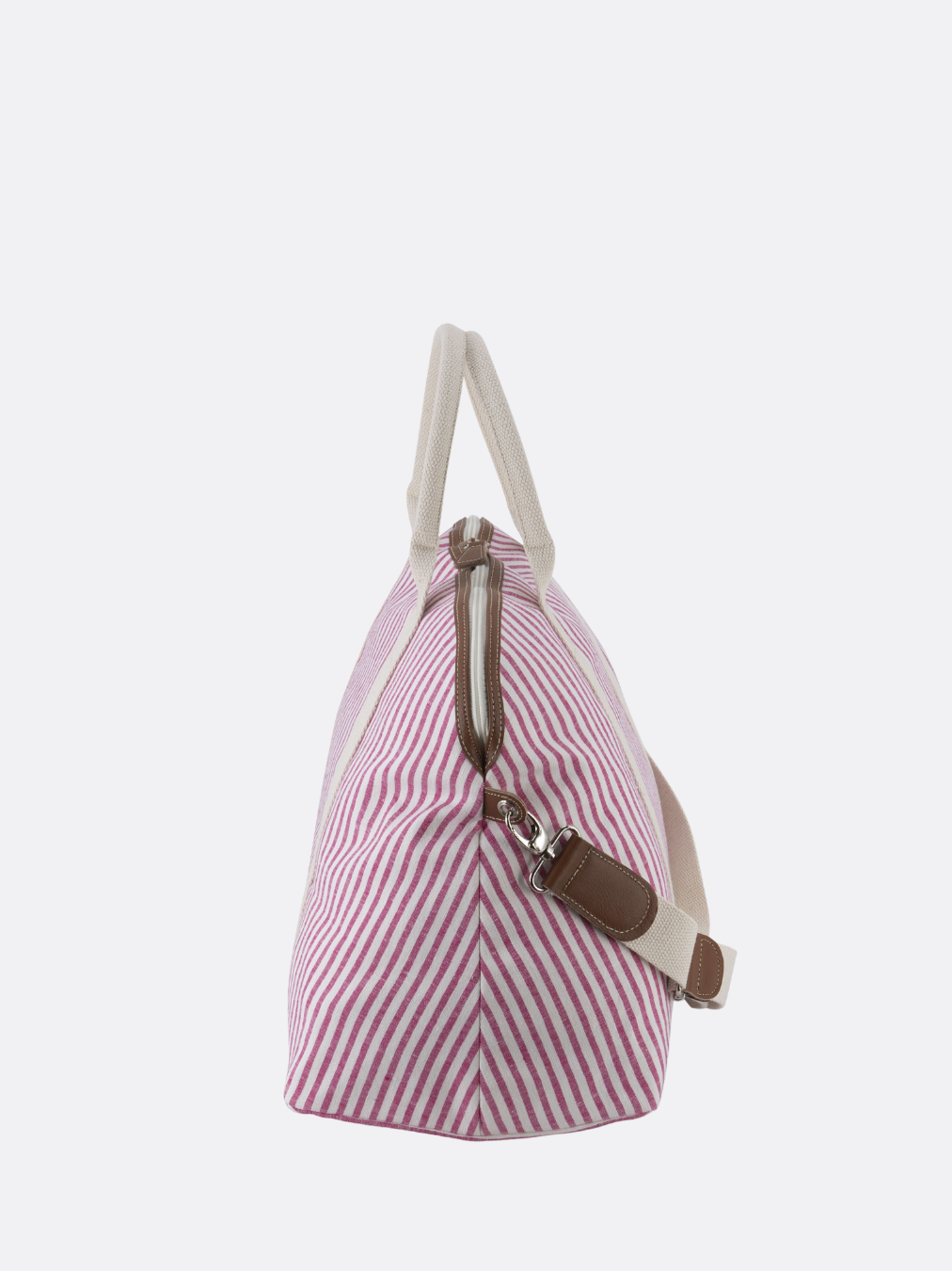 Italian Custom Striped Cotton Travel Bag - Pink - 11