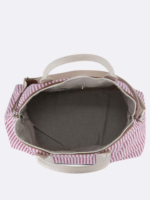 Italian Custom Striped Cotton Travel Bag - Pink - 12