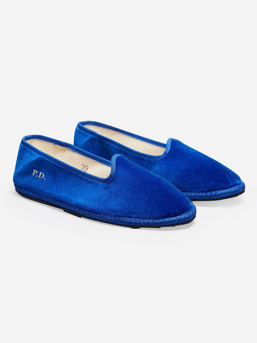 Italian Velvet Electric Blue Flats - Handmade in Italy - 01