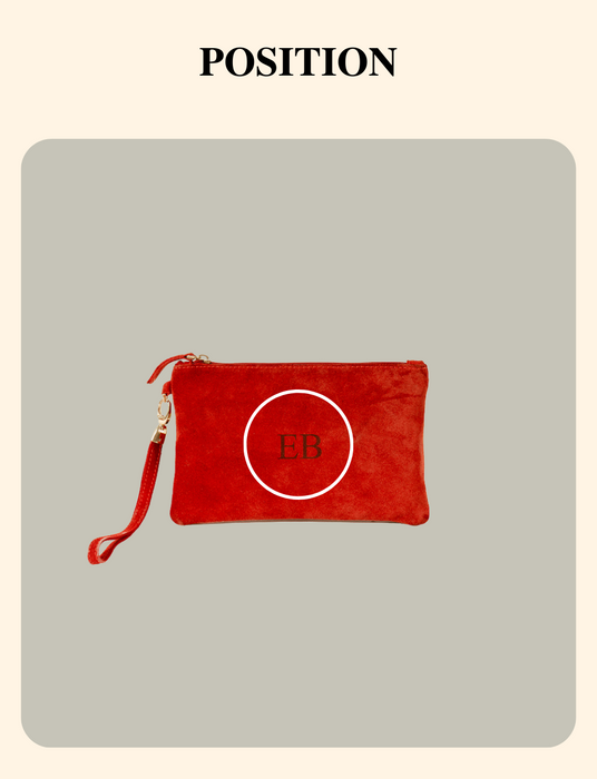 Italian Suede Leather Clutch '22 - Red - 21