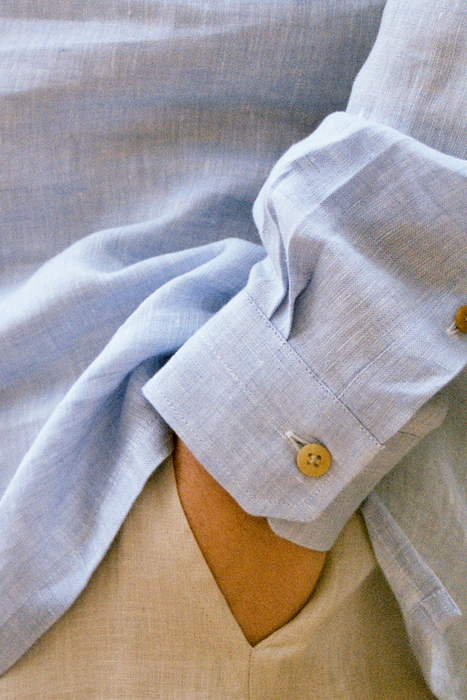 Made in Italy Light Blue Capri Linen Shirt for Men - 04