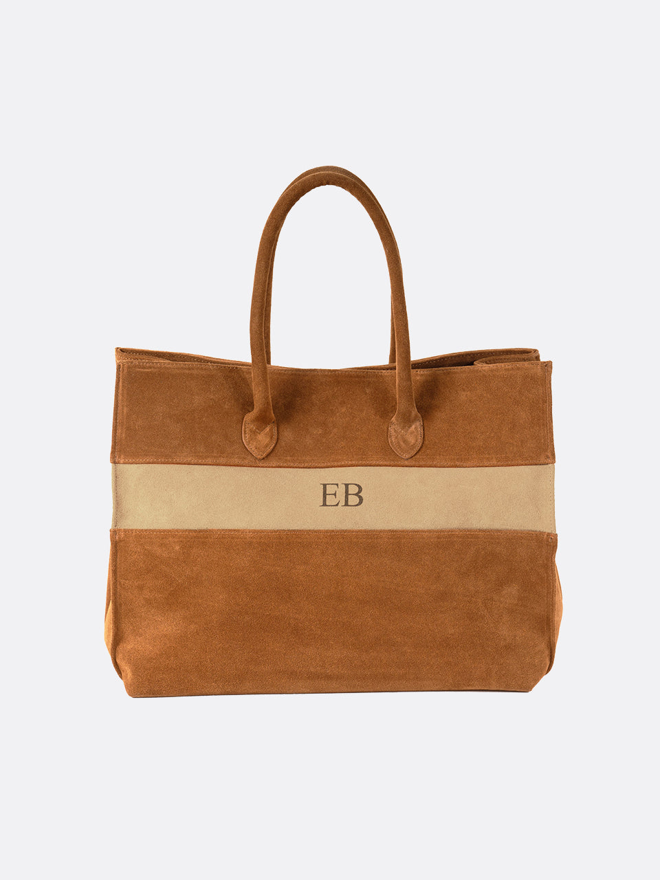 Italian Suede Leather Large Handbag - Soil Brown - 13