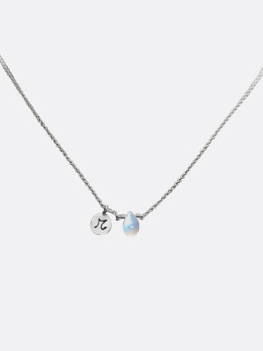 Made in Italy Custom Letter Moonstone Necklace - 02