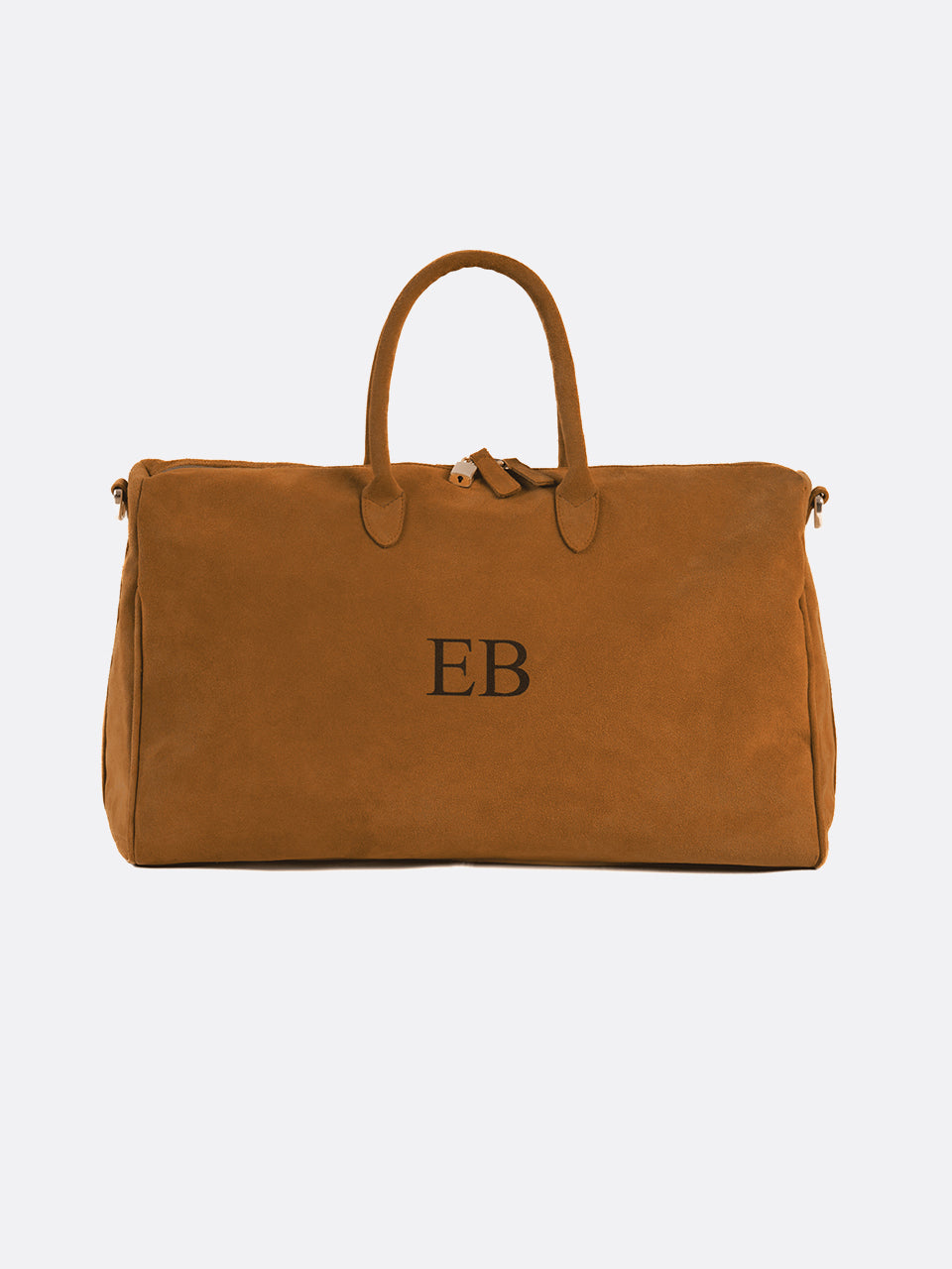 Italian Suede Leather Weekender Travel Bag - Brown - 14