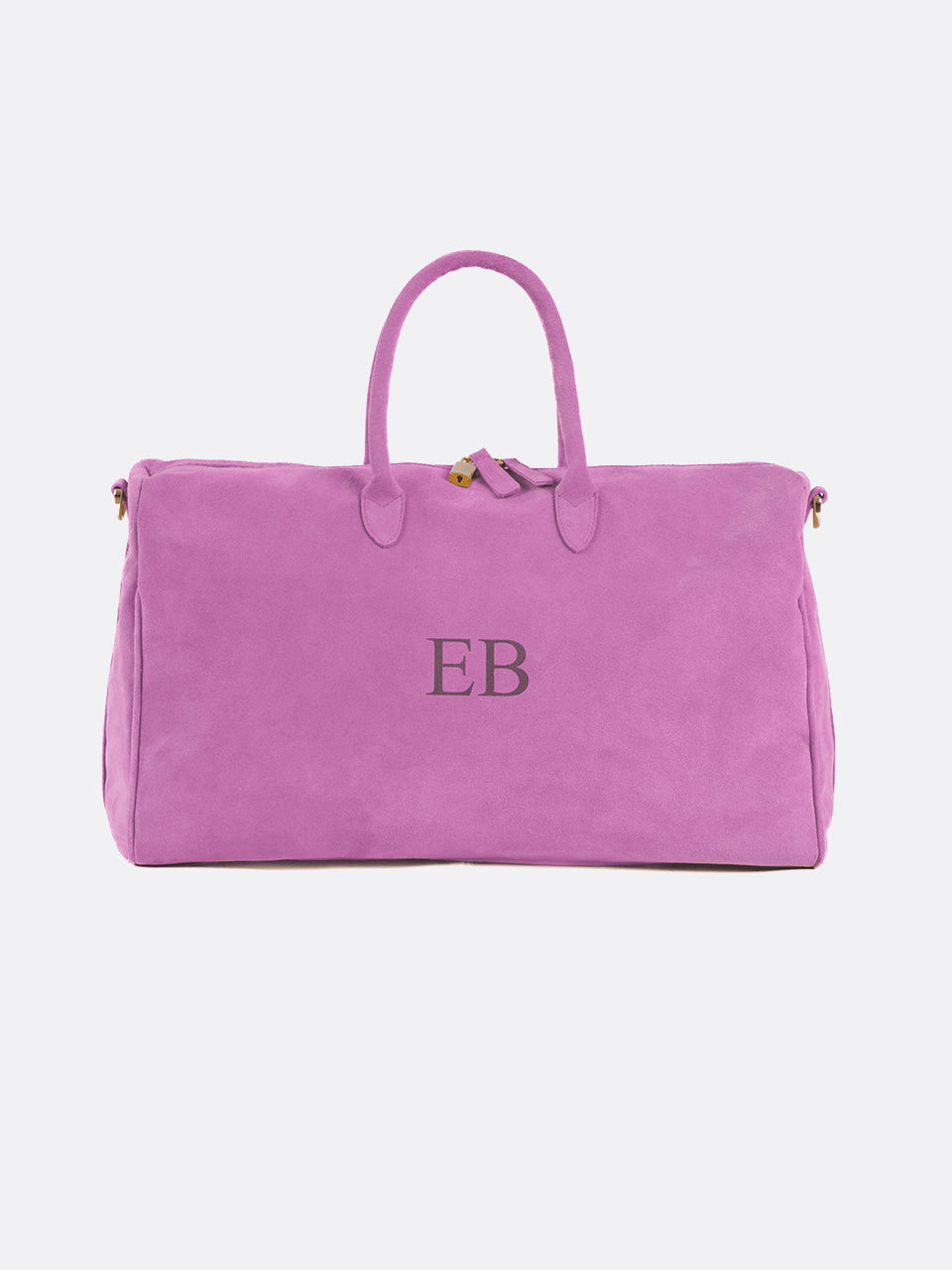 Italian Suede Leather Weekender Travel Bag - Pink - 17