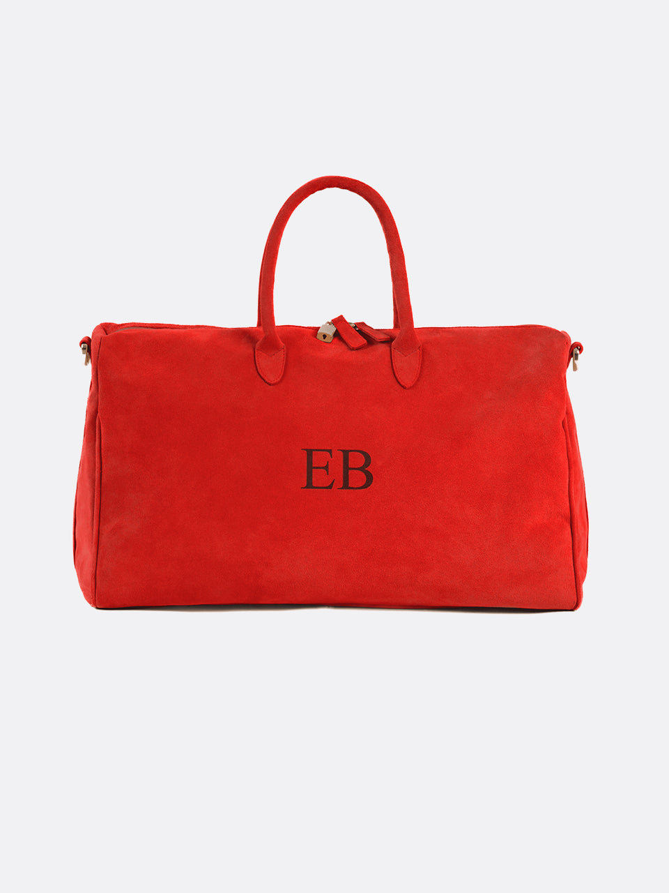 Italian Suede Leather Weekender Travel Bag - Red - 12
