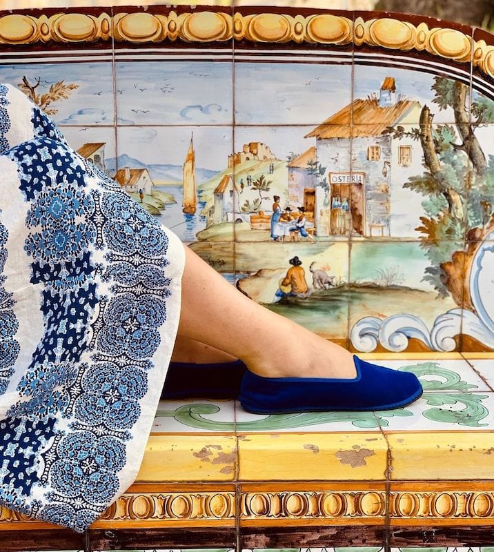 Italian Velvet Electric Blue Flats - Handmade in Italy - 02