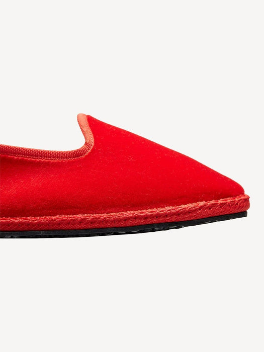 Italian Red Velvet Flat Shoes - Handmade in Italy - 02