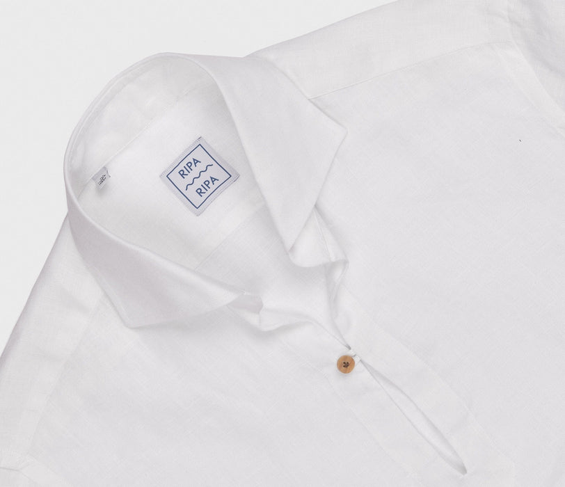 White Capri made in Italy Linen Shirt for man - 03