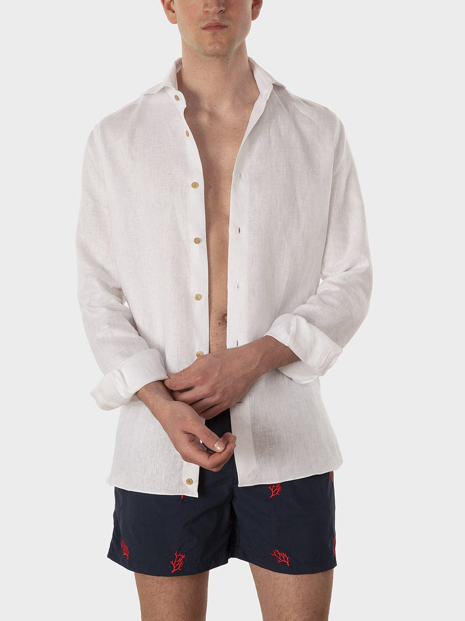 White Elba made in Italy Linen Shirt for man - 02